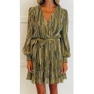 Willa Story Cecilia Gold Striped Metallic Party Dress